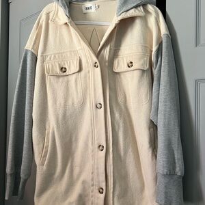 BKE Cream and Gray Hooded Jacket
